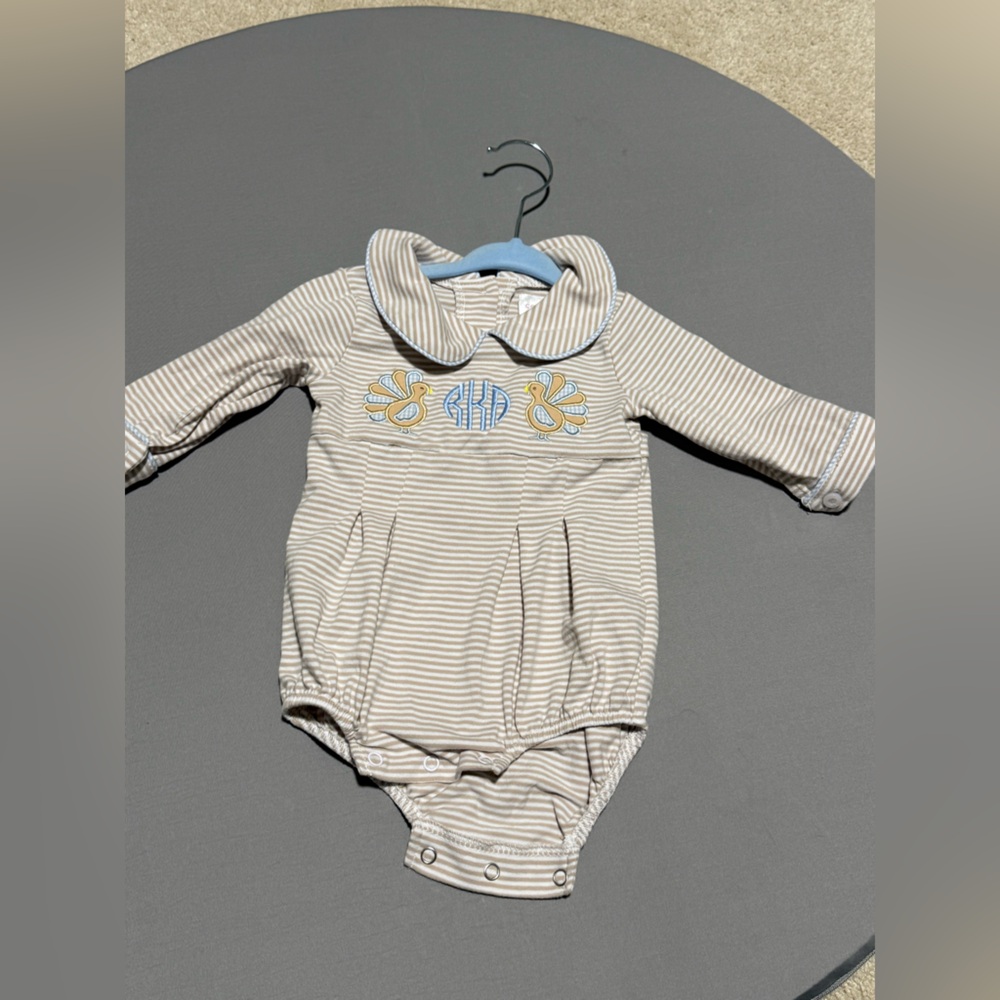 Beige and Blue Striped Baby bubble